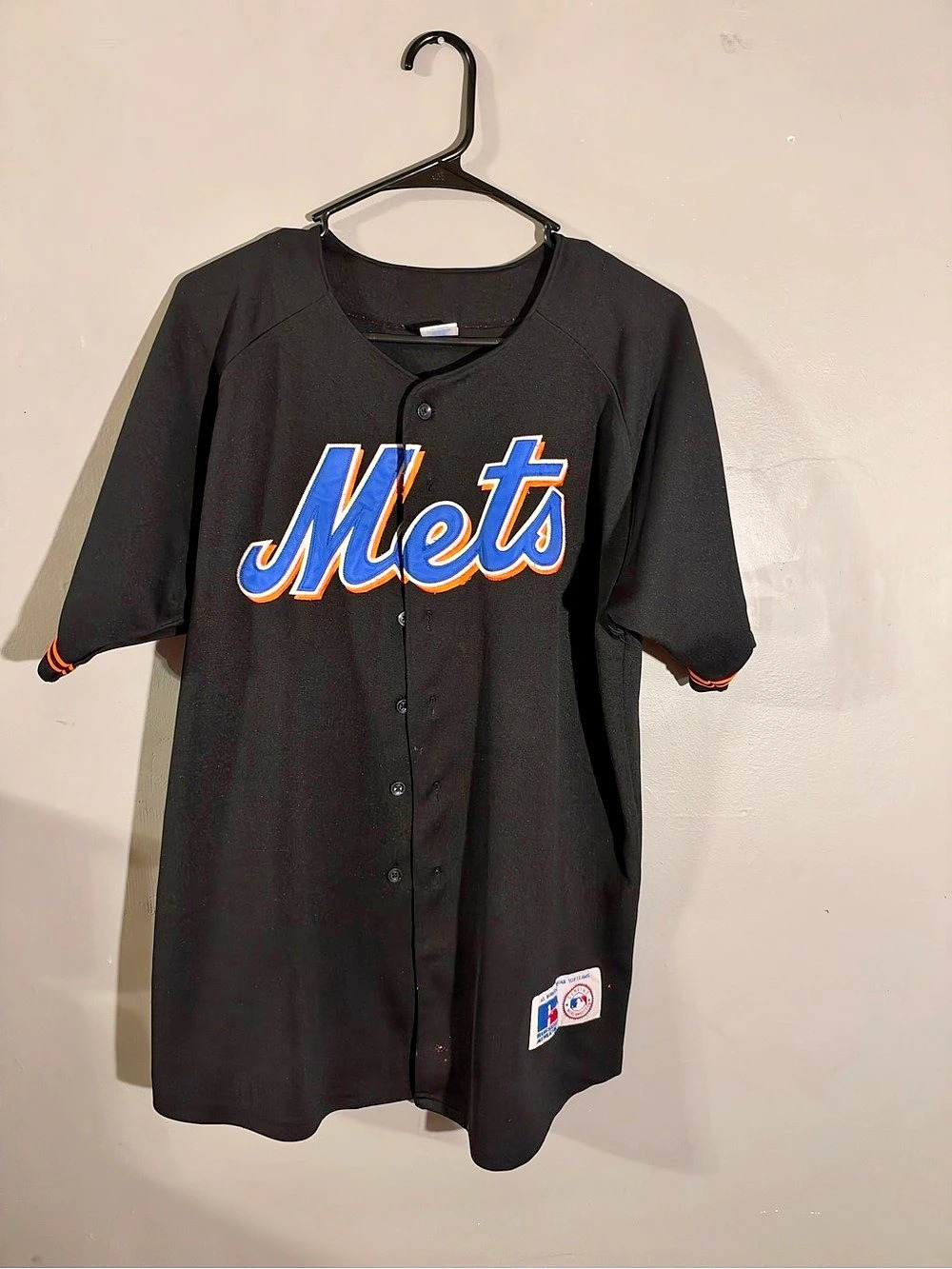 Russell Athletic New York Mets Vintage MLB Black Alternate Jersey Black & Orange